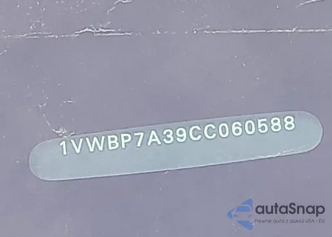 2012 Volkswagen Passat 2.5L Se из США, поврежденный, VIN 1VWBP7A39CC060588